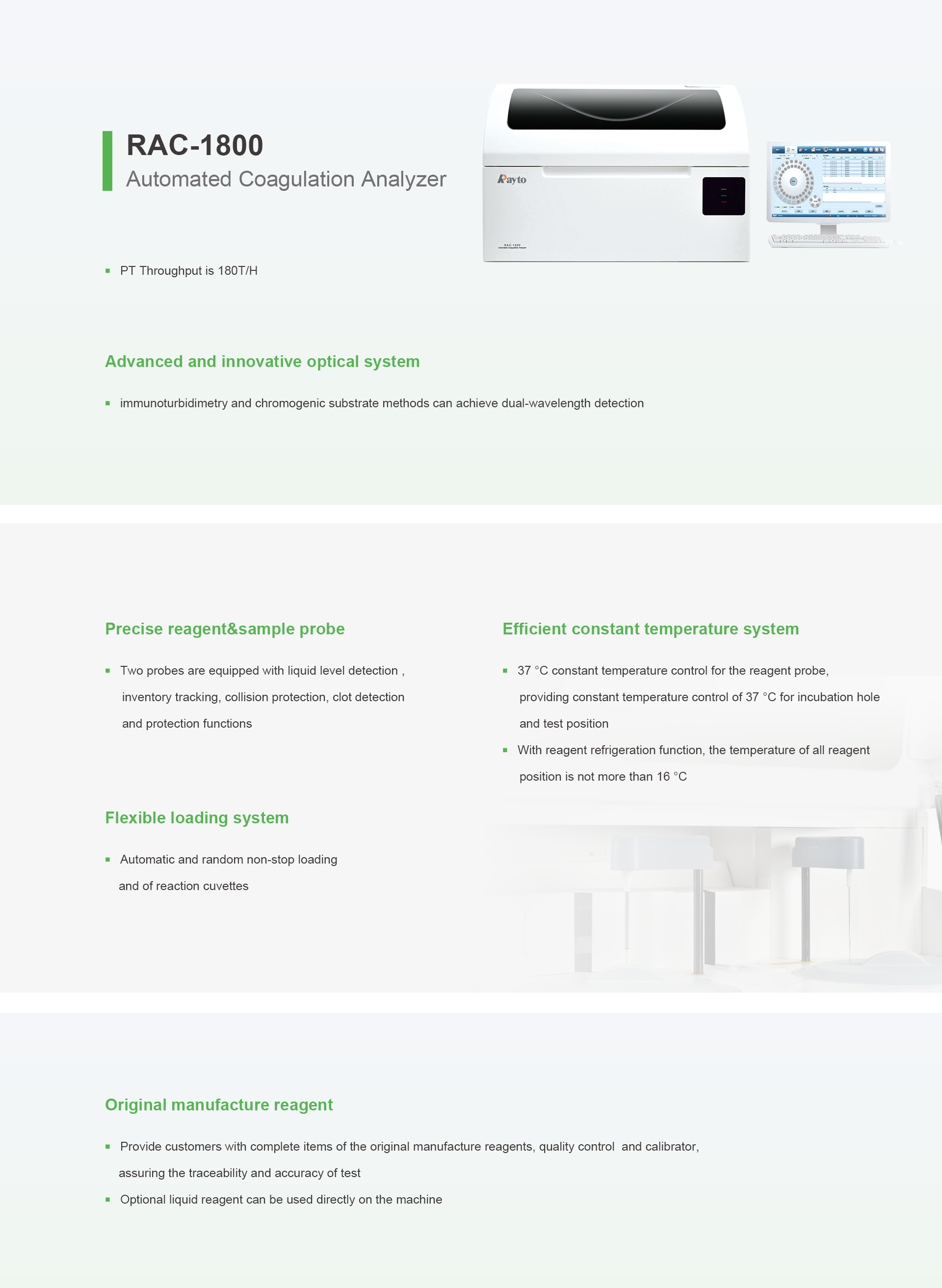Rayto RAC-1800 Fully Automated Coagulation Analyzer